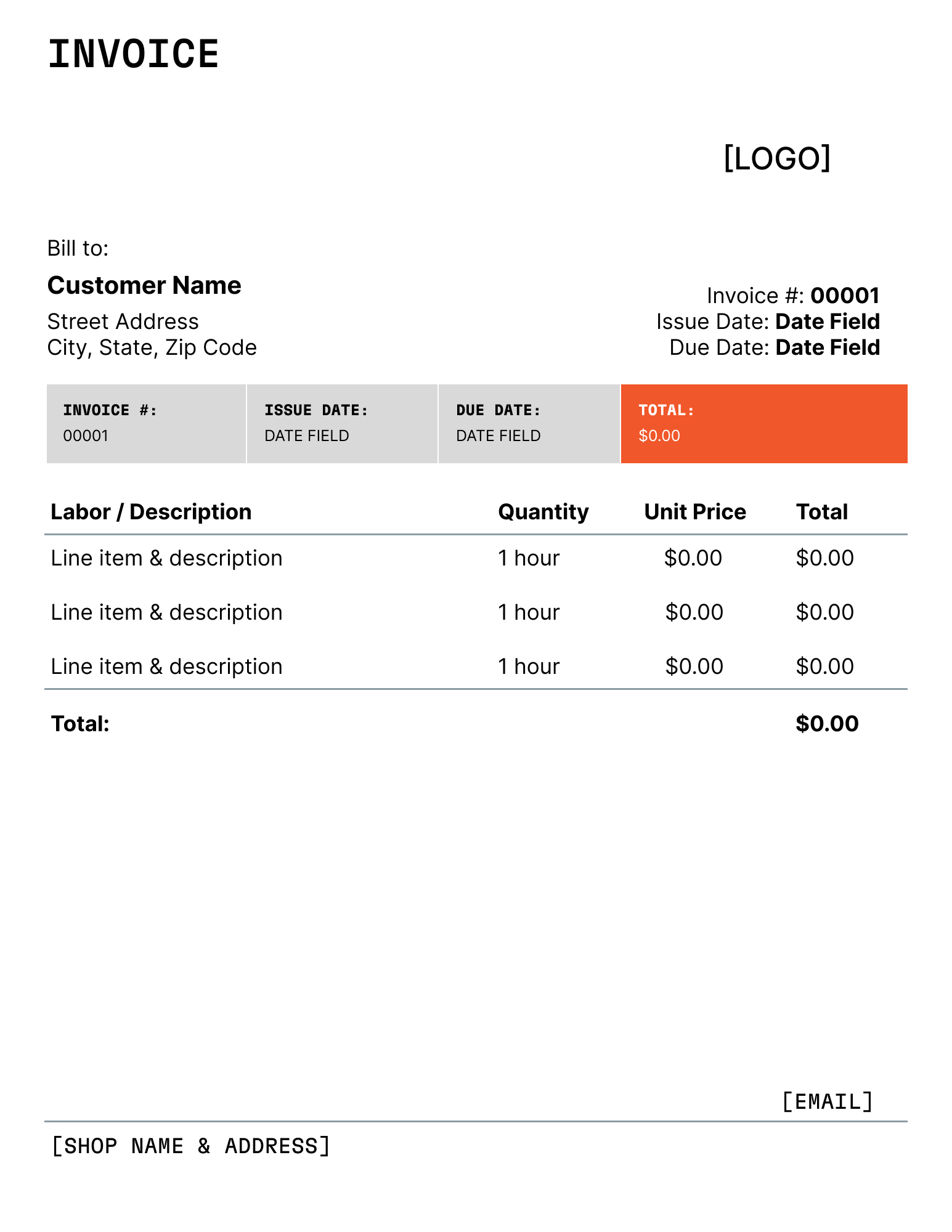 Free Auto Repair Invoice Templates + AI Generator